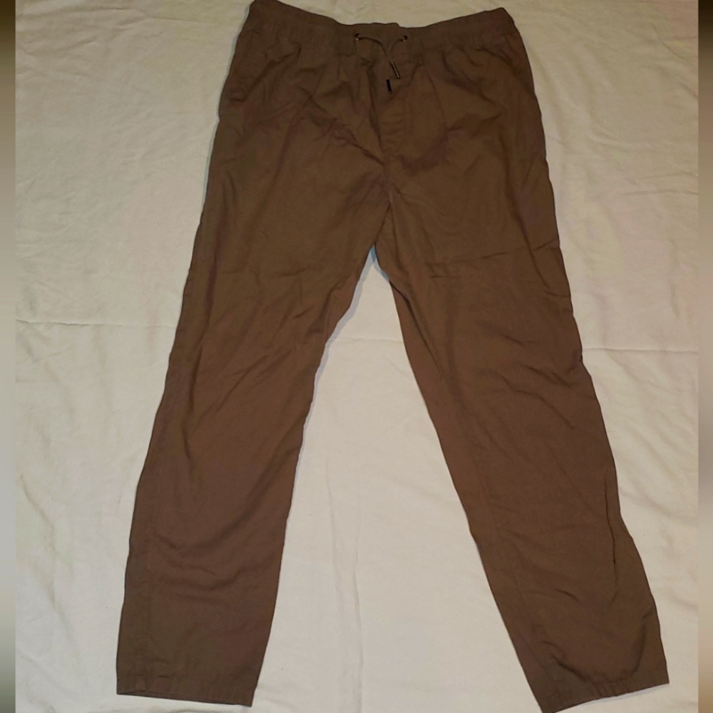 Divided tan pants.